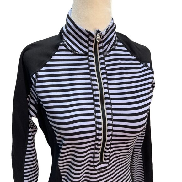 lululemon U-Turn 1/2 Zip Luon Reversible Striped Blue Long Sleeve Pullover - Picture 5 of 11